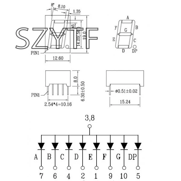 

500PCS/BAG 4 bit 4bit Digital Tube Common Cathode Digital Tube 0.56" 0.56in. Red LED Digit 7 Segment