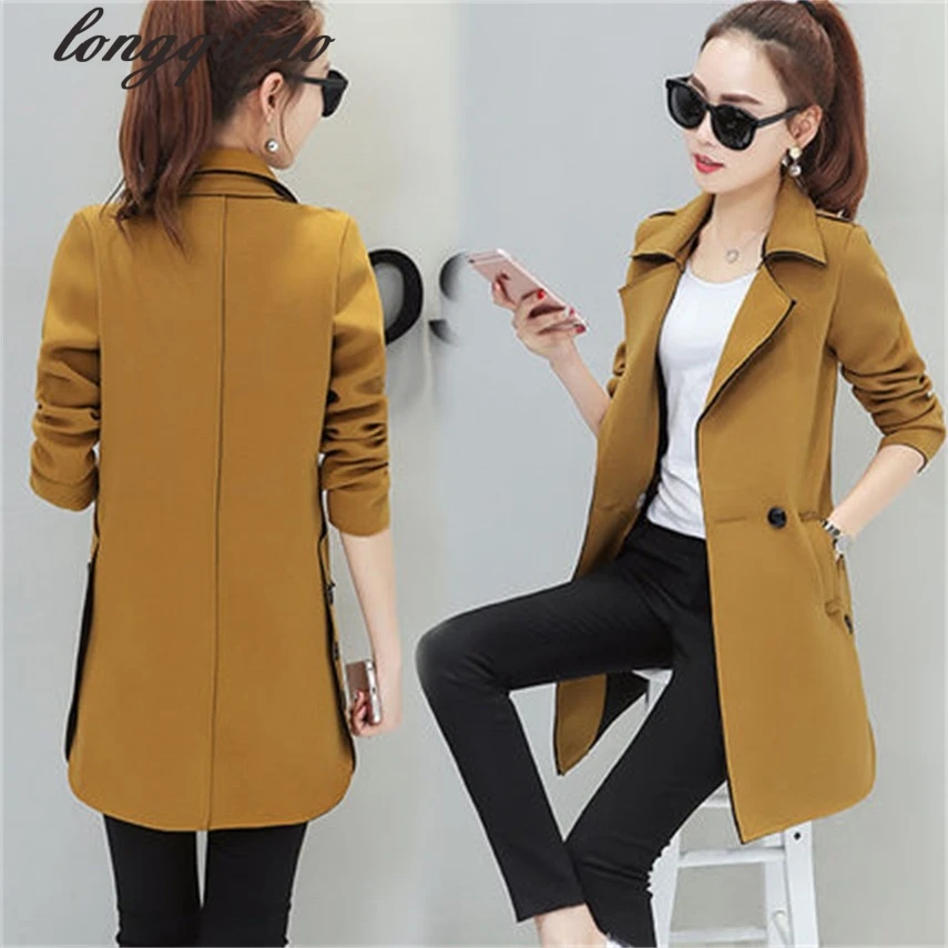 Новинка весна осень 2019 Повседневная тонкая женская Длинная ветровка TB7058|long