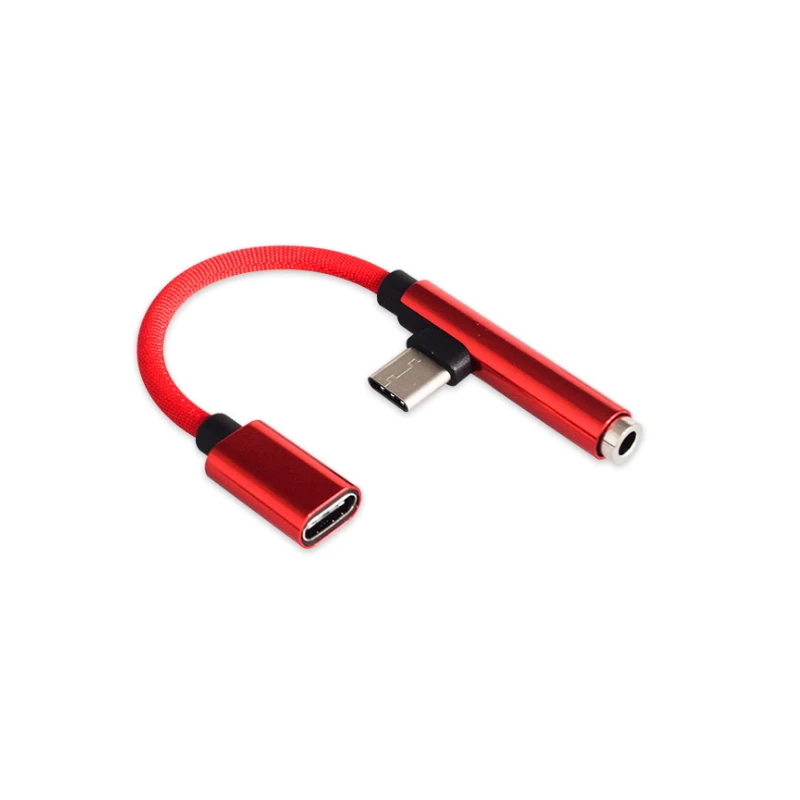 Многофункциональный USB C AUX кабель для подключения наушников type-C до 3,5 мм адаптер аудиоконвертер 2 в 1 кабель для быстрой зарядки - Цвет: Red