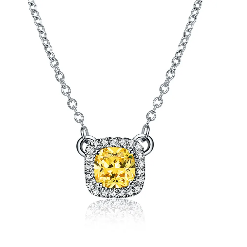 1Ct 6 мм желтая подвеска с искусственными бриллиантами из стерлингового серебра 925