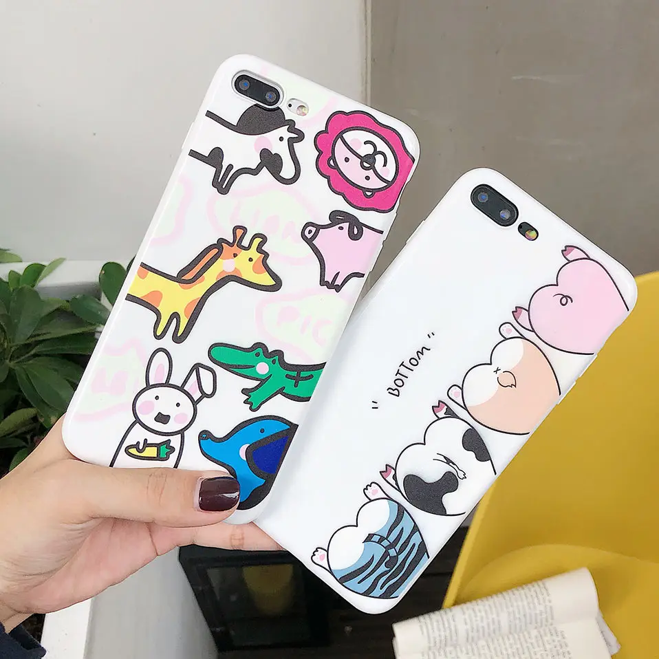 Чехлы для телефонов с милым рисунком животных iPhone X 6 S Чехол Capa Fundas 7 8 Plus