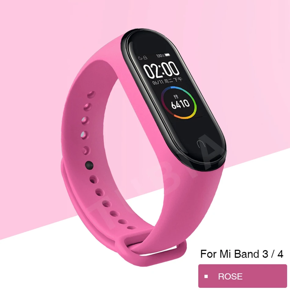 rose C Mi Band 4 3 ремешок на запястье для Xiaomi Mi Band 3 4 Браслет Силиконовый Miband 3 4 NFC Correa аксессуары Smart Mi4 протектор - Цвет: rose C
