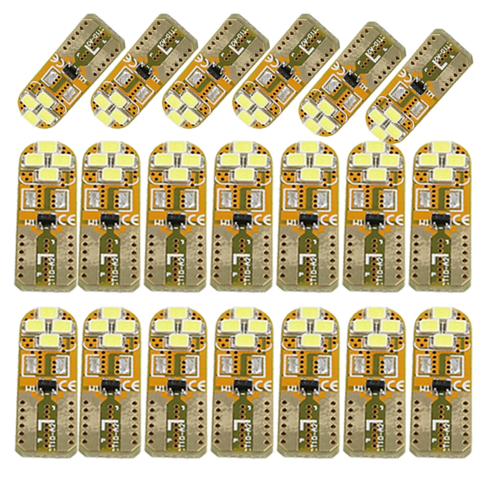 

YSY 20pcs w5w led 8smd 2835 T10 168 194 501 Canbus no error Car auto clearance reverse reading light bulb lamp DC12V 8 smd