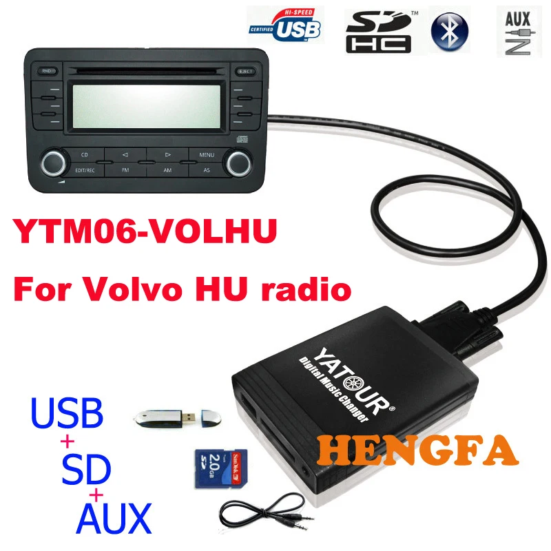 Цифровой музыкальный смены YATOUR AUX SD USB MP3 интерфейс для VOLVO HU series радиовещания