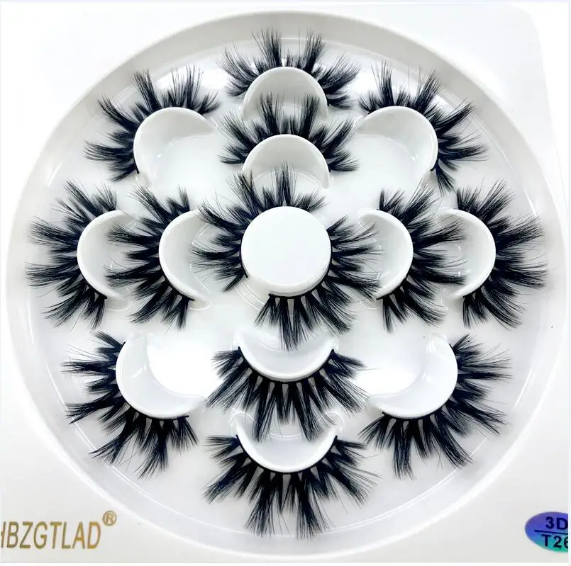 7 Pairs T26 4/7 пар 3D норковые накладные ресницы 15-25 мм ресницы толстые длинные пушистые ручной работы безжалостные норковые наращивание ресниц инструменты - Цвет: 7 Pairs T26