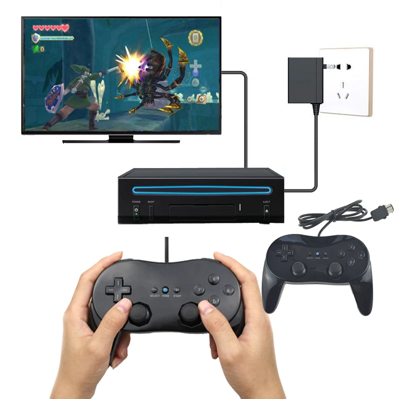 Portable Nintend Wii White/Black Classic Wired Game Controller Joystick Motion Pro Remote Gamepad for | Электроника