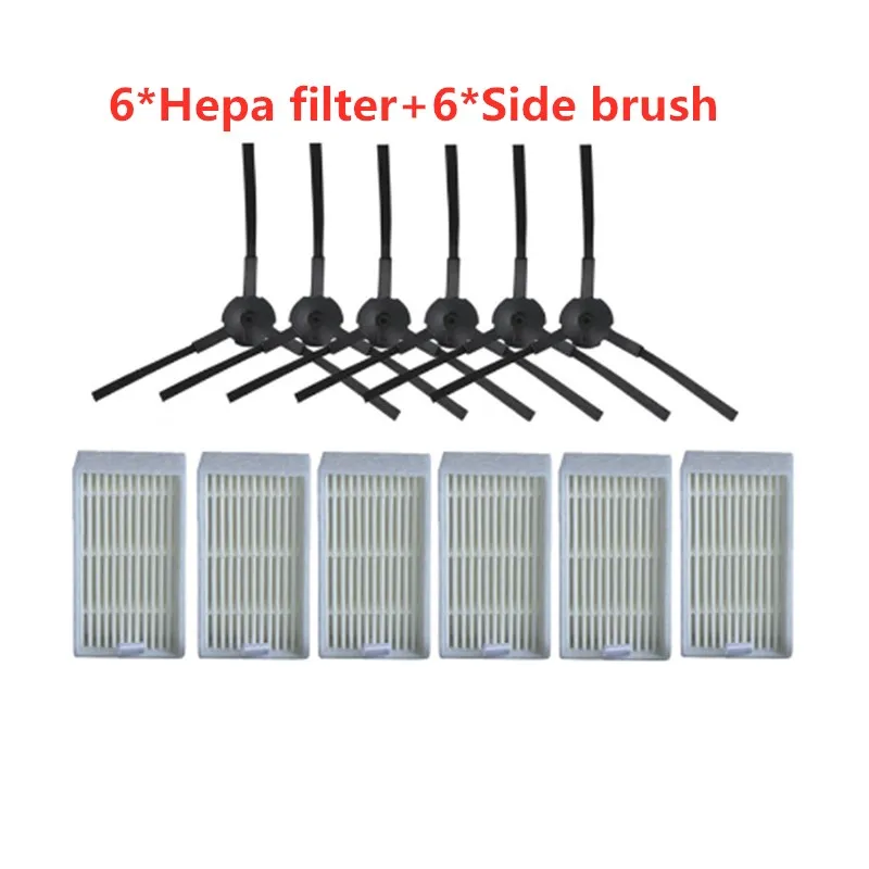6 filter 6 brush Робот-пылесос HEPA фильтр, боковая щетка для швабры комплект запасных частей для chuwi ilife V50 v5 v5 pro x5 v5s v3 v5pro аксессуары - Цвет: 6 filter 6 brush