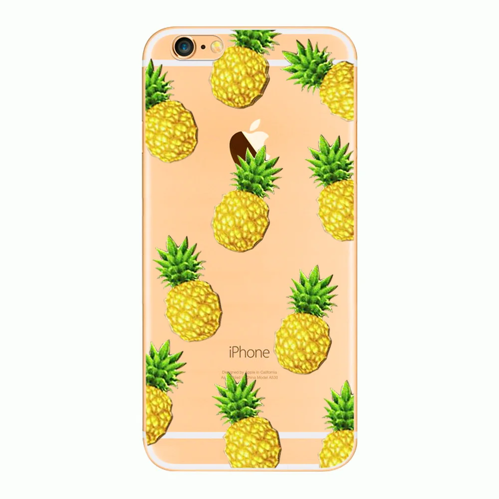 Жесткий пластиковый прозрачный чехол для apple iphone 4, 4S, 5, 5S, SE, 5C, 6, 6splus с изображением банана/апельсинов/арбуза/сосны/яблока/клубники