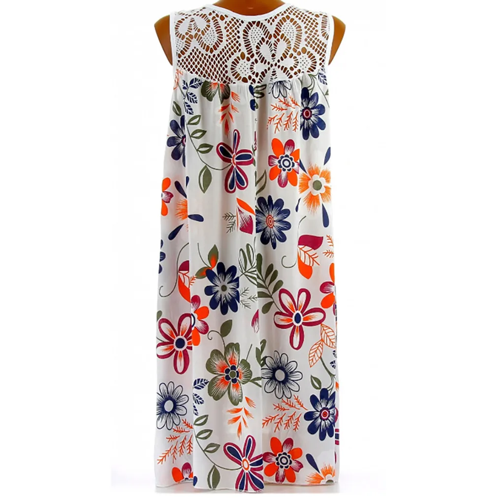 Новинка, Стильное женское платье Kleid, женское летнее платье Бохо без рукавов, кружевное платье с принтом, Abito da donna alla moda