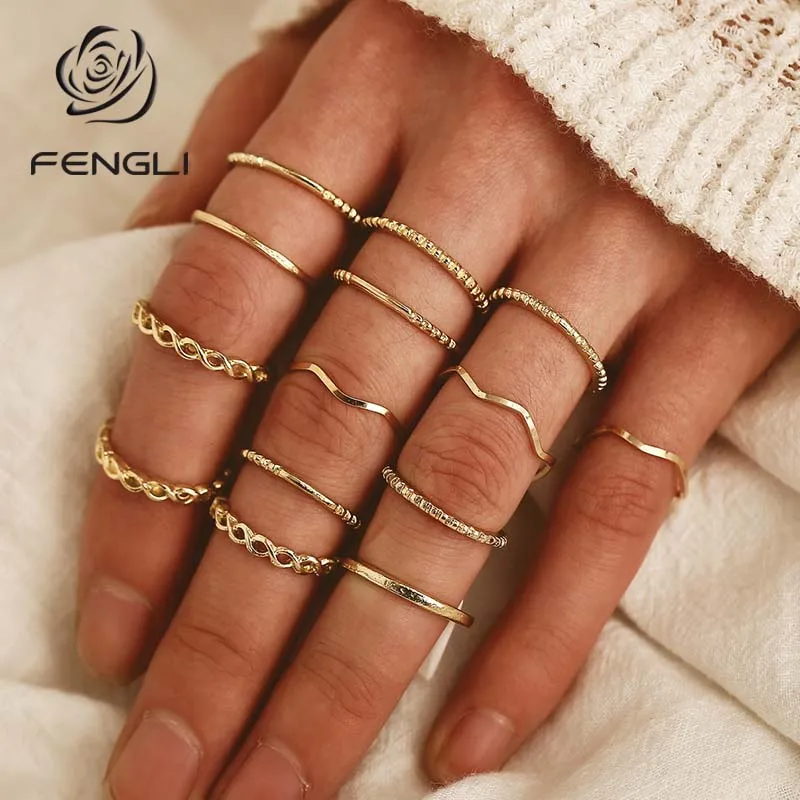 Женский набор колец FENGLI Simple Forever круглые кольца на палец женские свадебные
