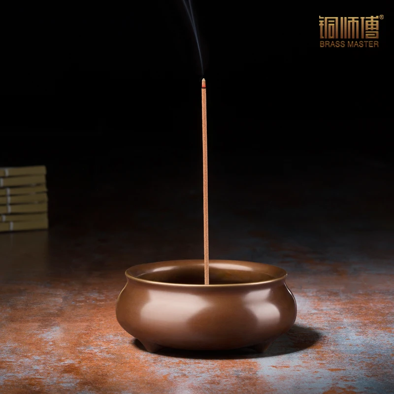 Brass Master Three Foot Round Censer Home Decoration Chinese Copper Buddhism Incense Burner Furnishing Articles Calming | Дом и сад