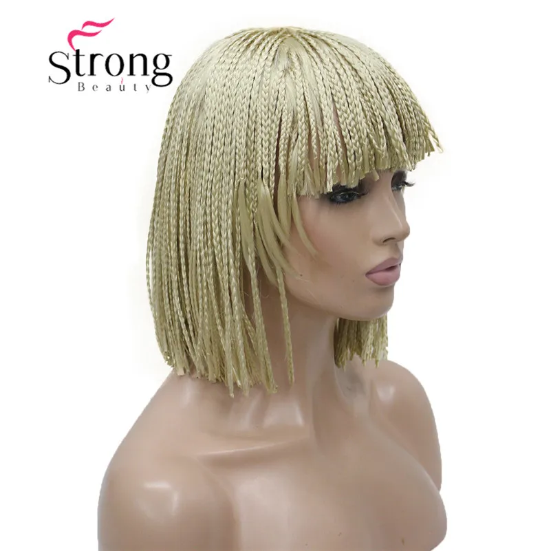 StrongBeauty короткий Боб плетеный ящик косы блонд парик полный охват синтетические парики выбор цвета