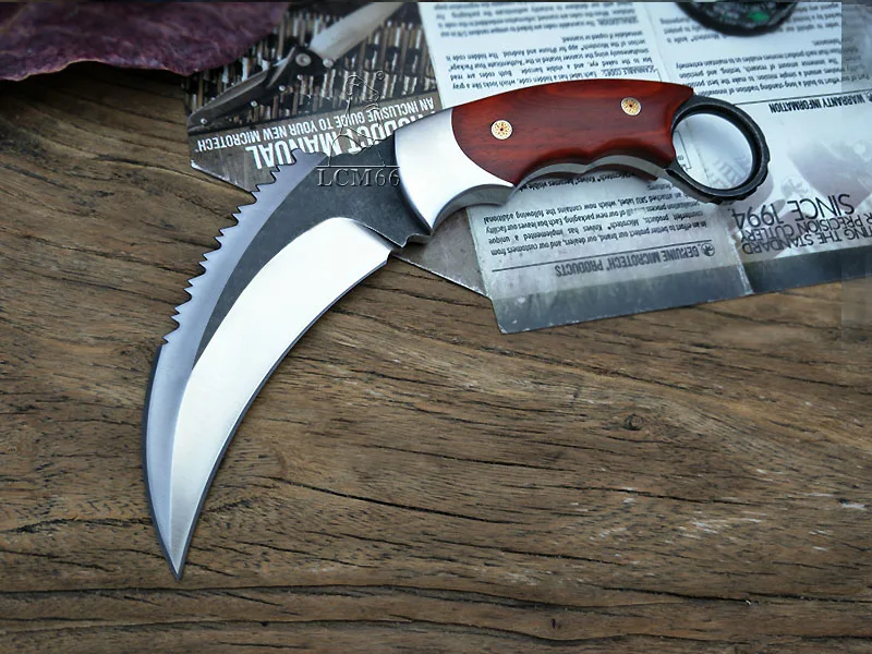 Black blade LCM66 Тактический karambit высокого класса DC53 стальной нож-коготь скорпиона Открытый Кемпинг джунгли выживания Битва с фиксированным лезвием самообороны - Цвет: Black blade