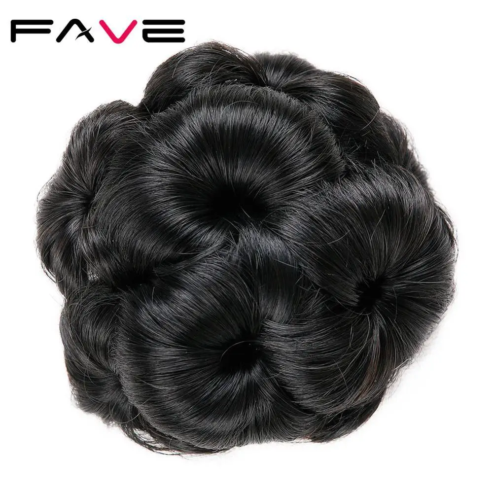 Black FAVE, женские вьющиеся шиньоны, заколки для волос, для наращивания, жук/пепел/черный/льняной цвет, синтетические шиньоны для женщин - Цвет: Black