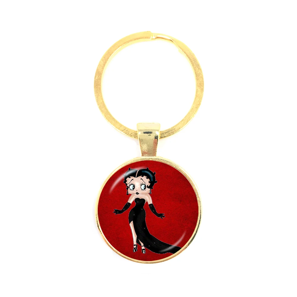 Naive и сексуальный Hyperbole Betty Boop серии узор 25 мм круглый стеклянный кабошон брелок ручной работы для гламурного подарка
