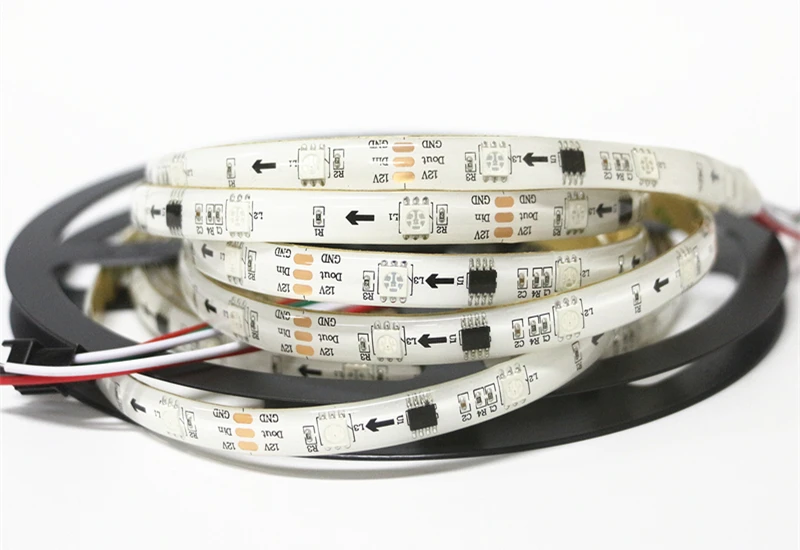 5 м DC12V WS2811 светодиодный пиксель полосы набор адресуемых цифровой 2811 программируемые полноцветные ленты внешний IC с контроллером+ Мощность 2811