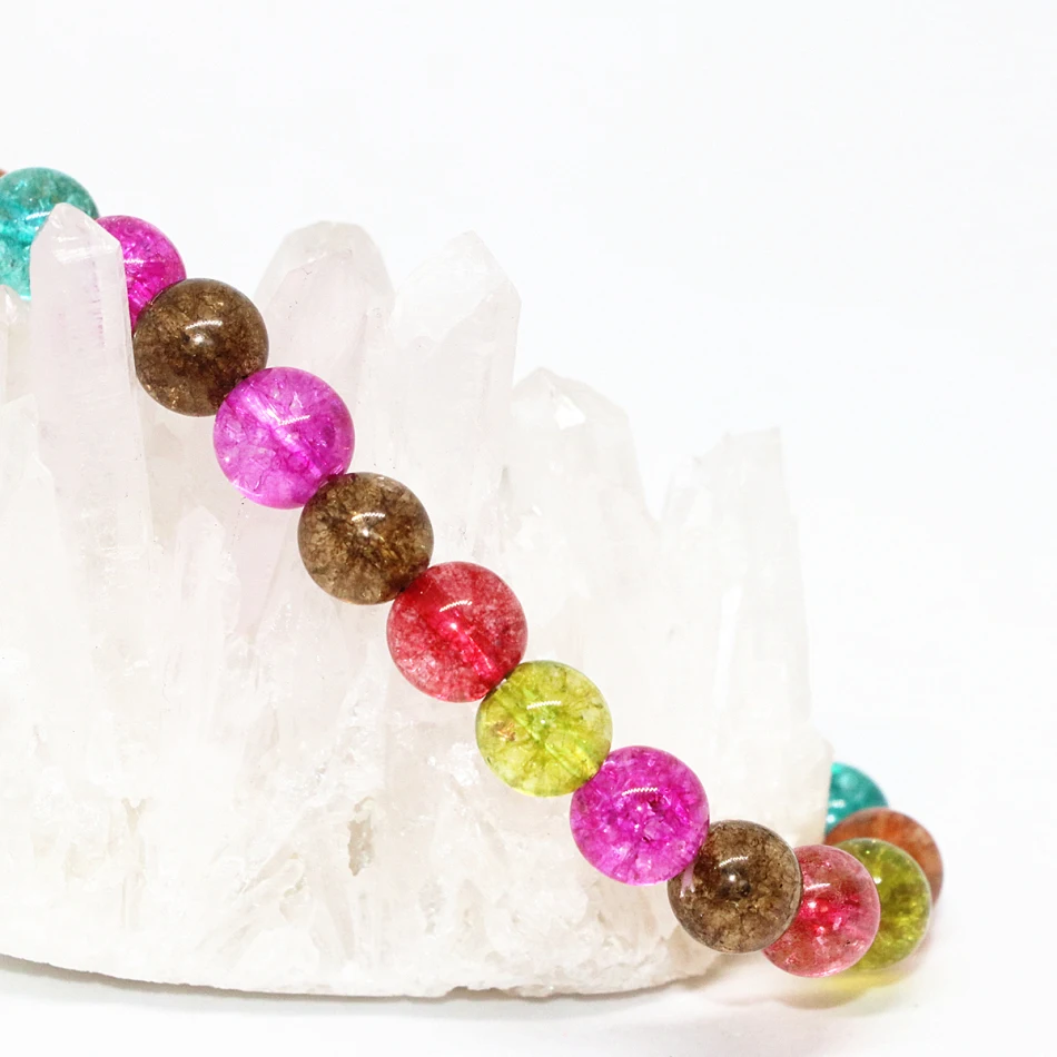 Женские браслеты с разноцветными кристаллами 8 мм круглые бусины имитацией