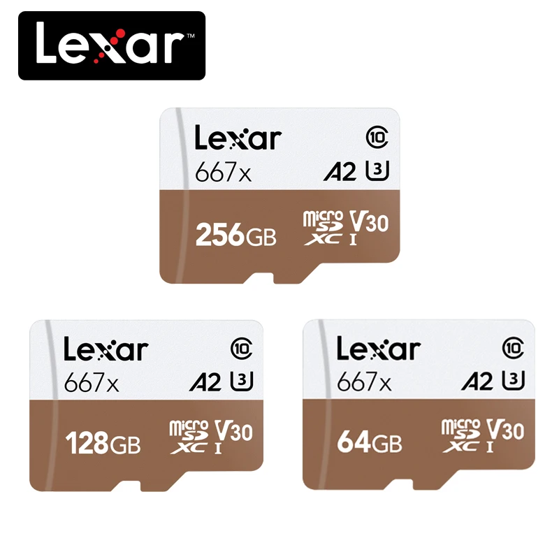 Карта Micro SD Lexar 667x 100% Оригинальная карта SDXC класс 10 64 ГБ 128 256 A2 U3 V30 1080p Full HD 3D 4K|Карты