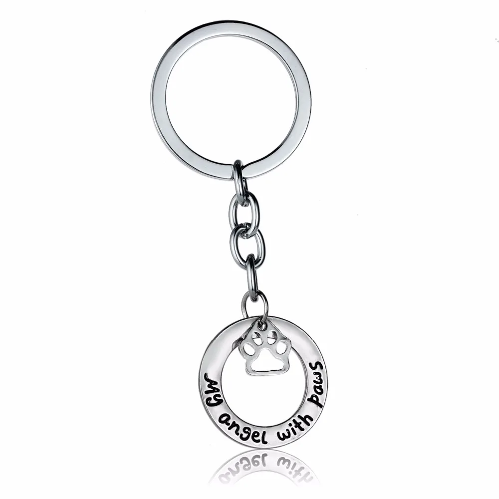 Модный пустотелый ключ для ключей с отпечатками лап питомца собаки и кошки, серебряная подвеска для ключей, мужские и женские подарки для спасения животных, цепочка для сумок и брелок.