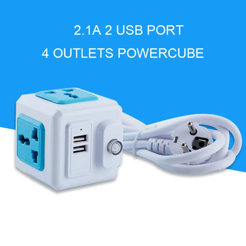 XINGG Смарт USB Мощность полосы ЕС штекер 1 8 м шнур куб Универсальный удлинитель