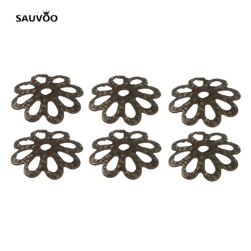 Золотые серебряные бронзовые Родиевые цветные полые шапочки SAUVOO для бусин