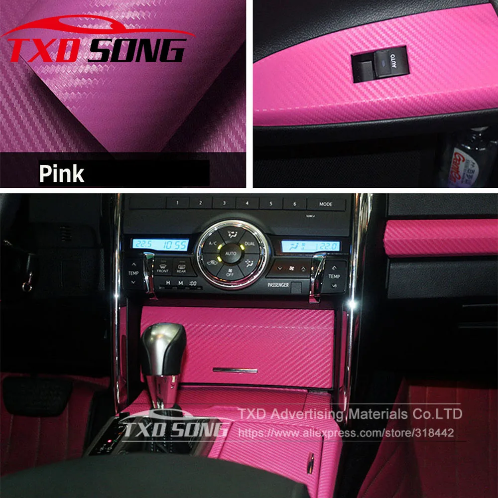

Виниловая пленка Pink3D 127x30см (12 "X50"), виниловая пленка из углеродного волокна для автомобиля, водонепроницаемая пленка для стайлинга автомоби...