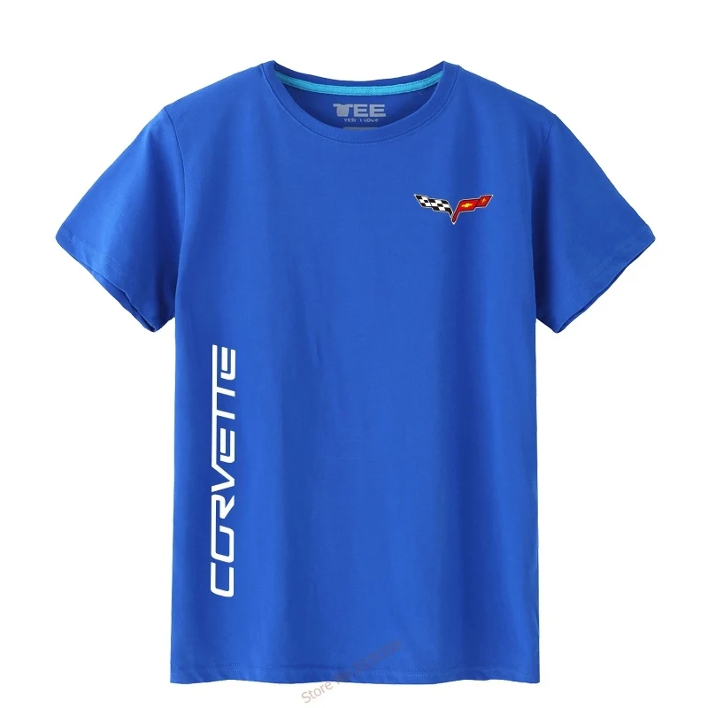 Мужские летние топы, футболки, одноцветные, Chevrolet Corvette, футболка для мужчин, круглый вырез, короткий рукав, модные футболки