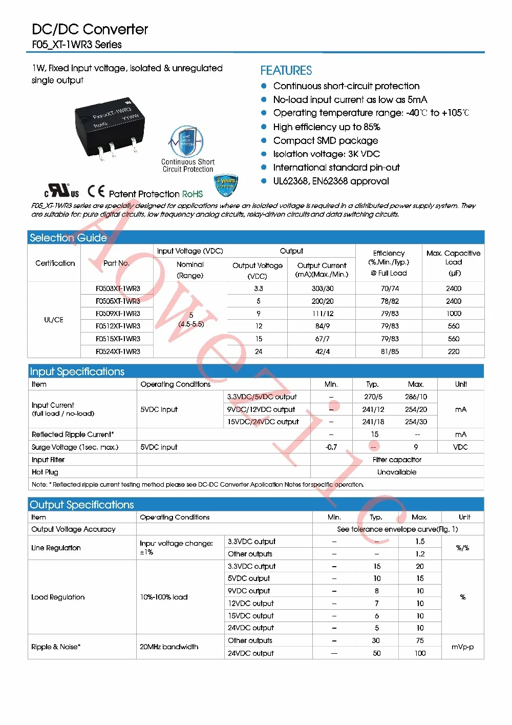Aoweziic F0503XT-1WR3 новая Оригинальная Входная мощность: 4 5 в-5 В выходная + 3 в постоянного