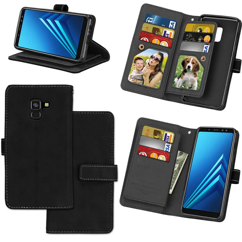 Luxury leather Case on For Samsung Galaxy J4 2018 Cover Multifunction Nine cards Wallet Flip Stent | Мобильные телефоны и