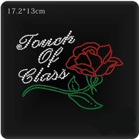 2pclot red rose iron on applique patches hot fix rhinestone motif designs iron on transfer for childrens shirt dress