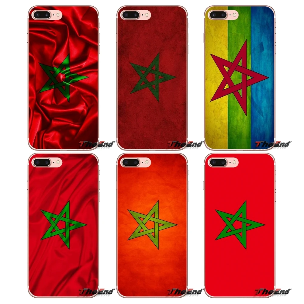 TPU Чехлы для iPhone X 4 4S 5 5S 5C SE 6 6S 7 8 Plus Samsung Galaxy J1 J3 J5 J7 A3 A5 2016 2017 Maroc флаг Марокко