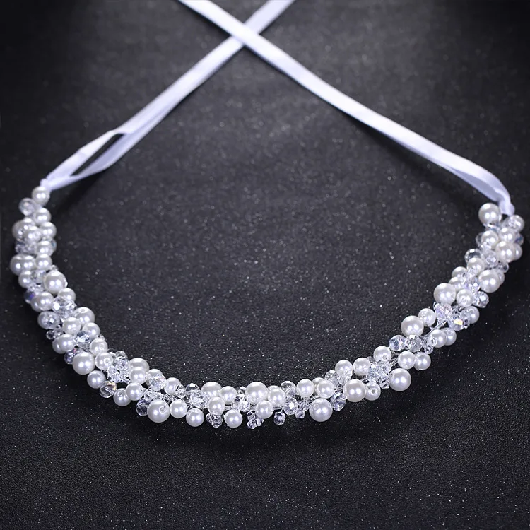 Белый ручной кристалл головной убор невесты торжественное платье венок имитация