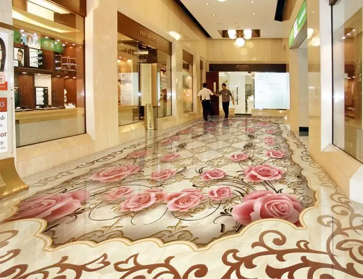European jade stone pattern HD 3d flooring rose wallpaper self adhesive waterproof PVC floor painting | Обустройство дома