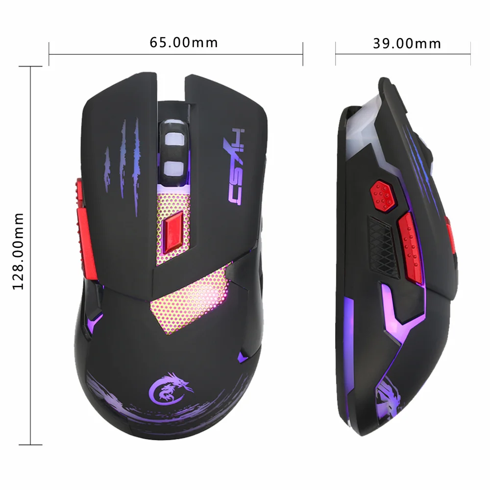 HXSJ H400 LED Backlight Metal Base Wired Gaming Mouse 6 Buttons Programming Competitive Games Mice for Computer | Компьютеры и офис