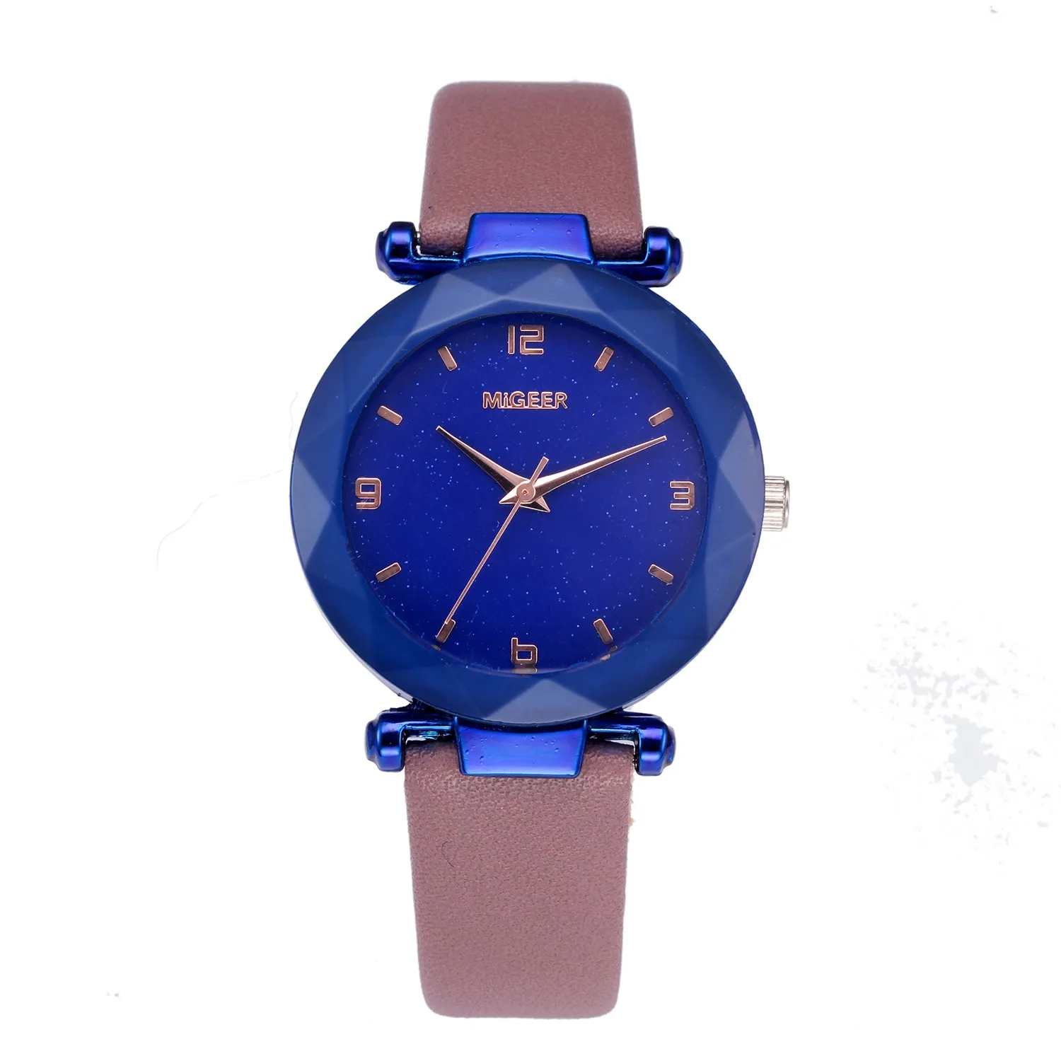 Модные кварцевые женские часы из выпуклого стекла и кожи высококачественные