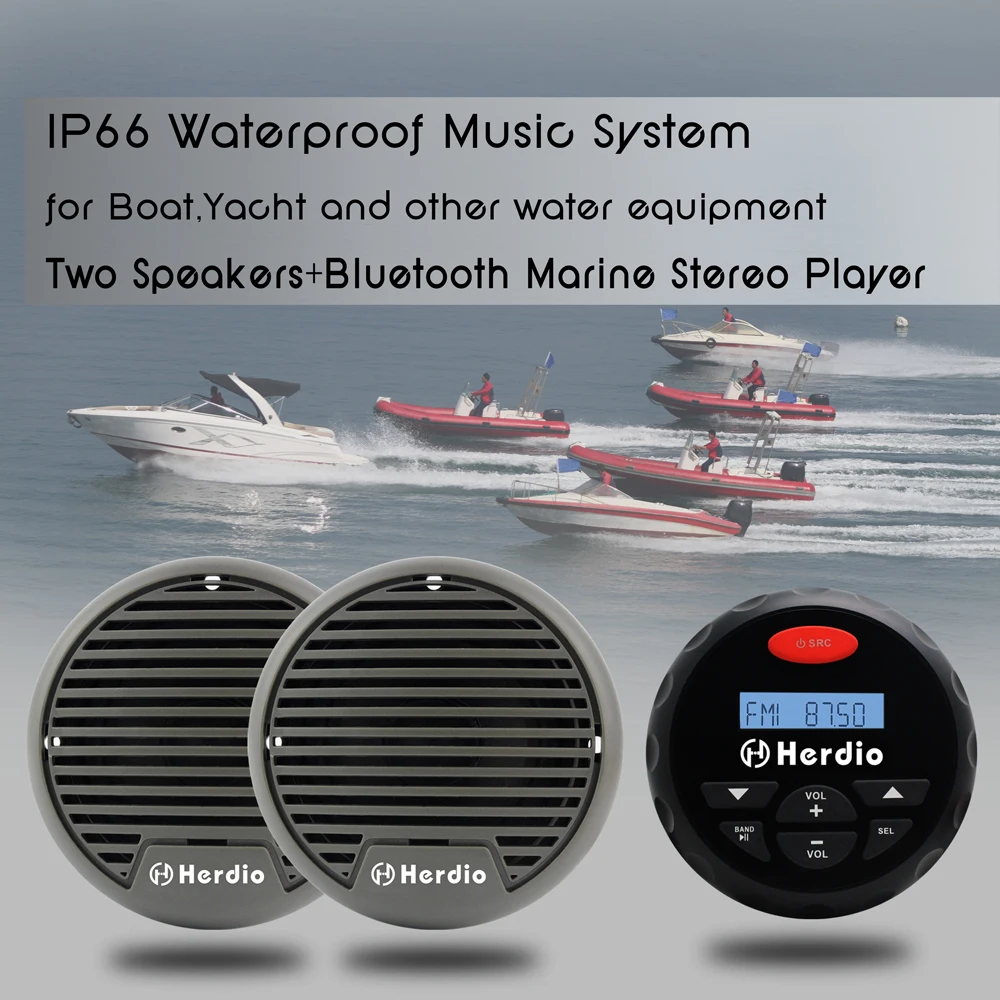 Bluetooth FM/AM радио MP3/USB плеер водонепроницаемый морской аудио для лодки ATV UTV +