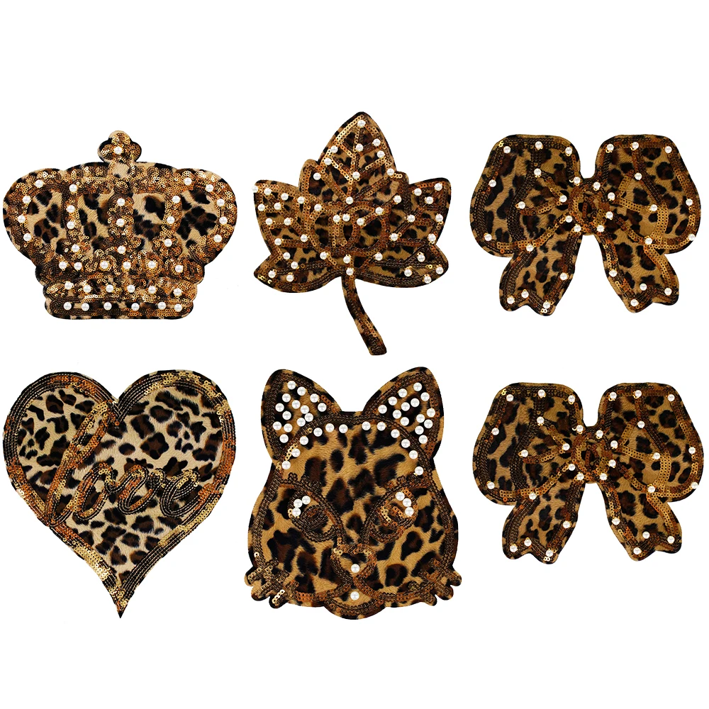 2 шт. леопардовая пчела корона кошка мышь расшитая бисером любовь лист бант