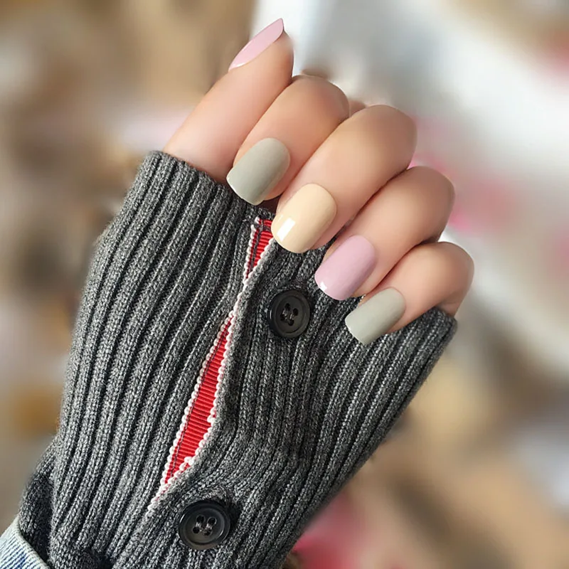 Поддельные ногти 24 шт Съемные Ложные наклейки для ногтей полное покрытие