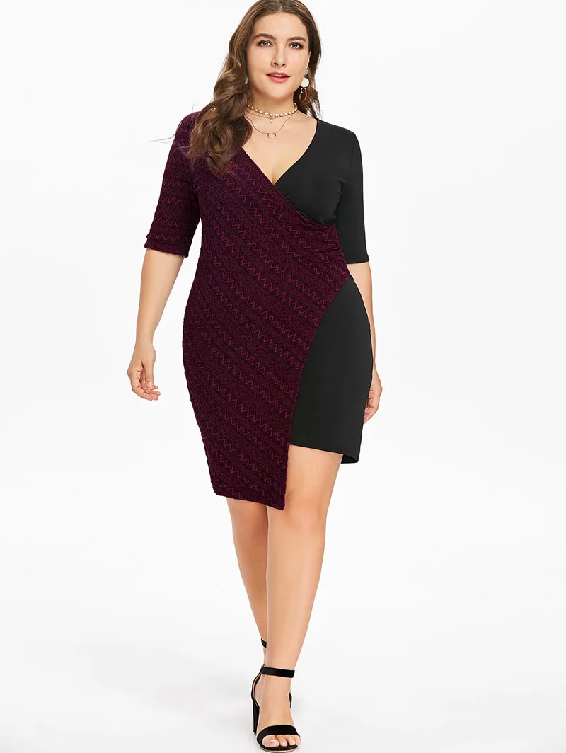 PlusMiss плюс Размеры 5XL Sexy V шеи Bodycon Платья для вечеринок женские большие размеры