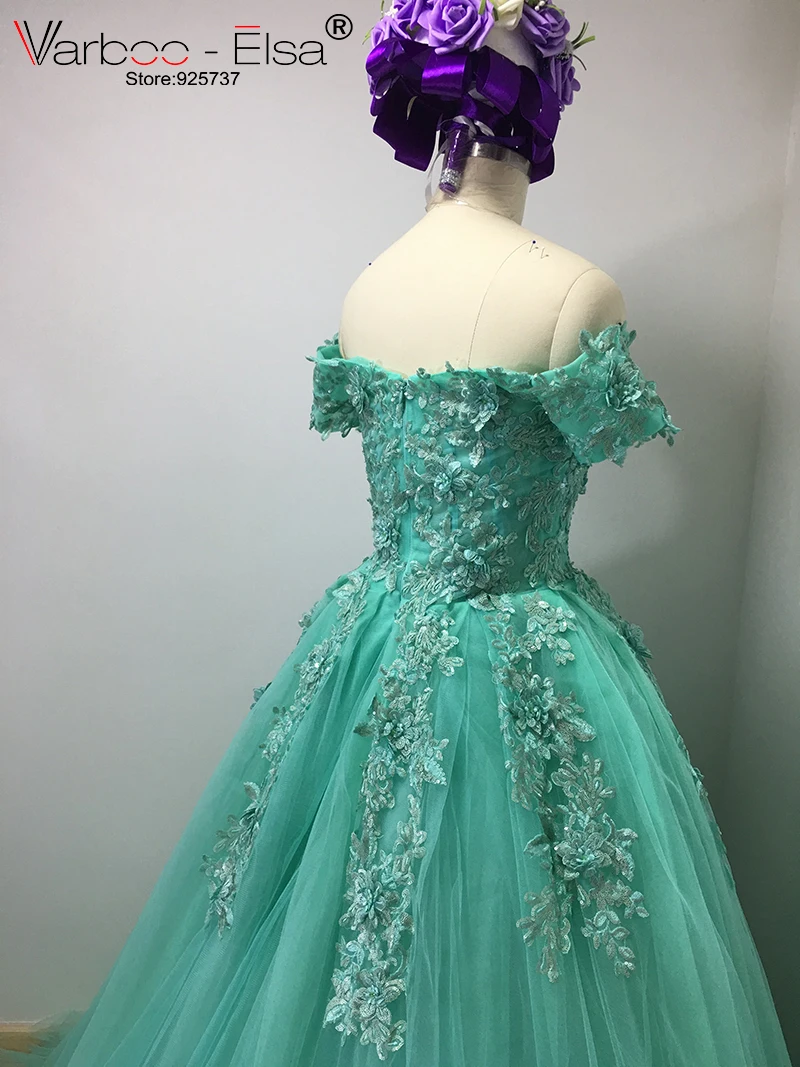VARBOO_ELSA 2018 vestido de festa мятно зеленые фатиновые вечерние платья длинная блестящая