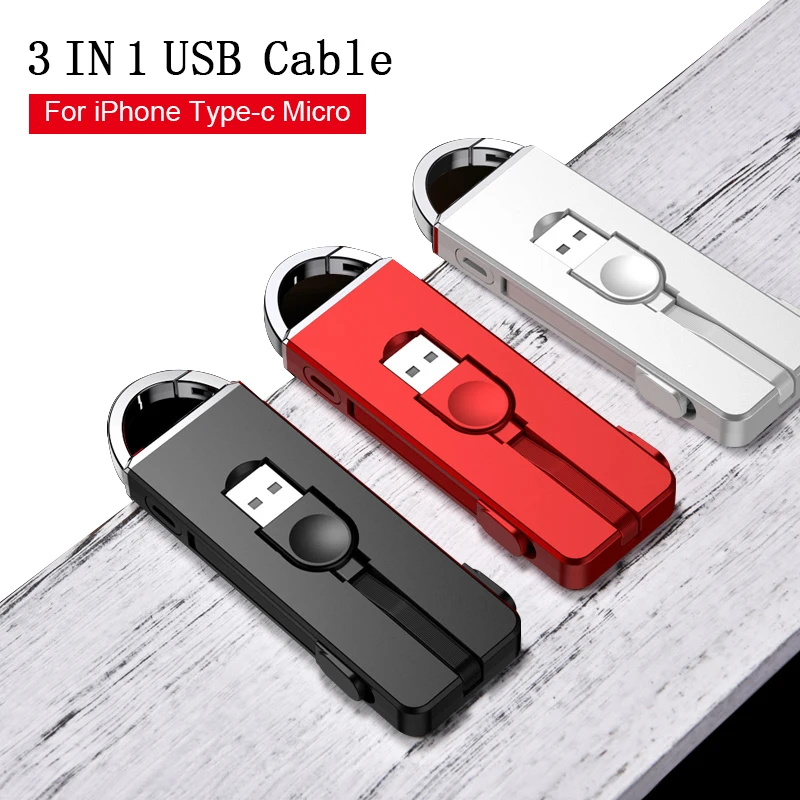 USB кабель Oatsbasf 3 в 1 для iPhone XS XR Oppo Find X мобильный телефон One Plus 6 5T xiaomi mi x 2 2S type C|Кабели