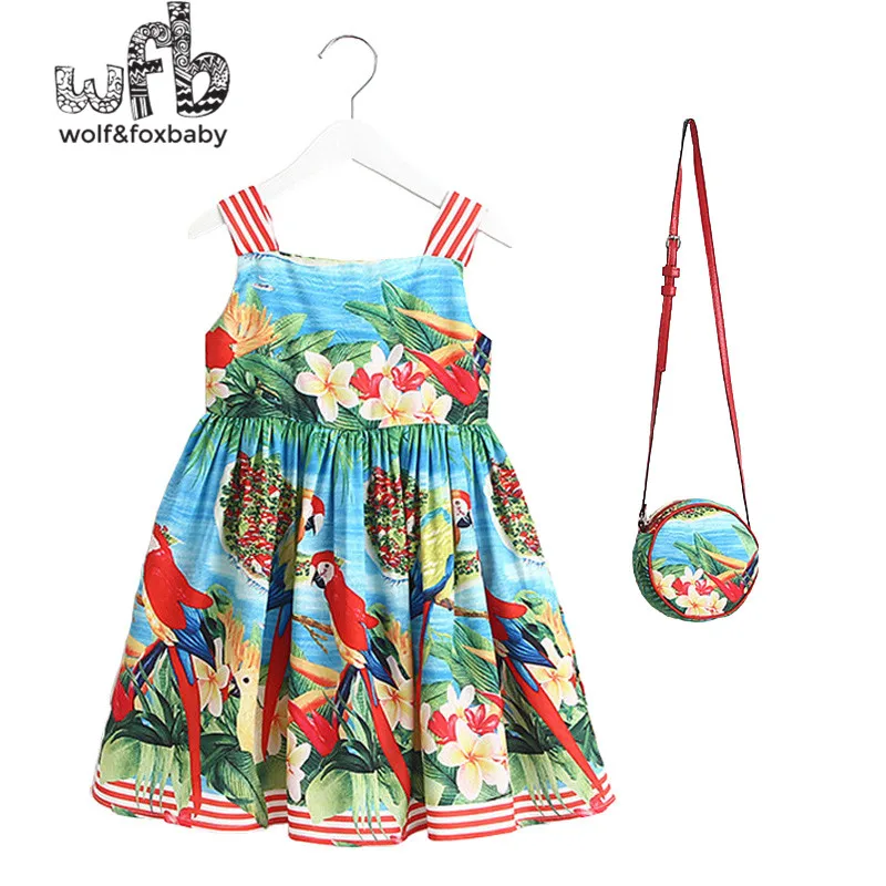 Детское летнее платье без рукавов с принтом морского побережья + цветная сумка От
