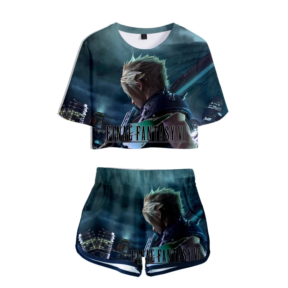 Final Fantasy Printed Женский комплект из двух предметов новая игра большой пупок короткий