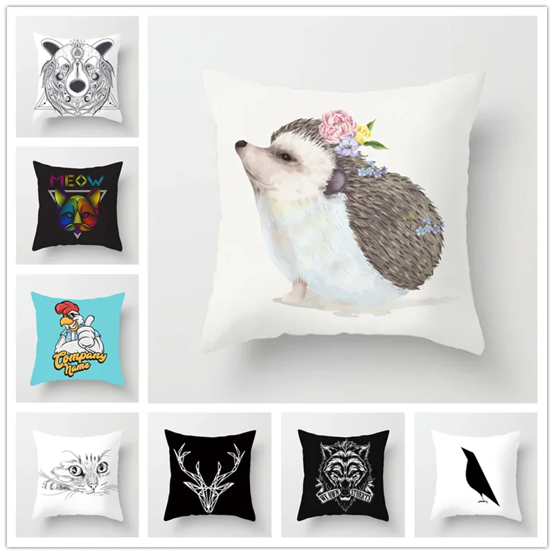 

Houspace Polyester Peach Skin Animal Painting For Home Pillow Decor Sofa Car Decorative Gift Chair Seat Pillow Case