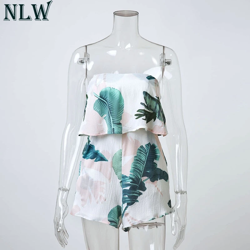 NLW Белый Boho печати комбинезоны для девочек без бретелек летнее шифоновое боди 2018