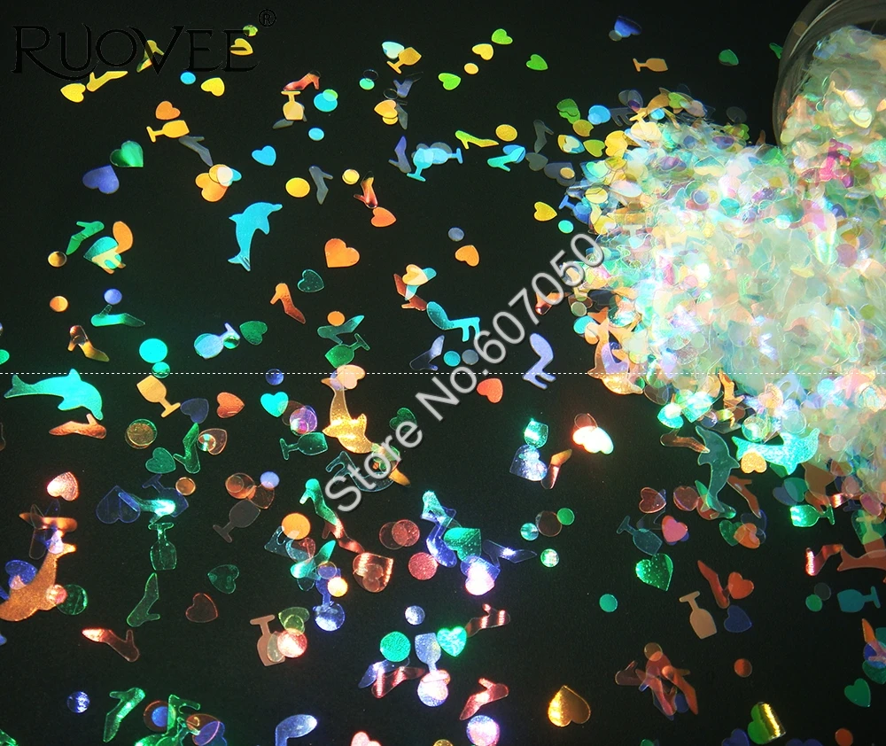 Смешанные размеры белые дельфины блестящие с красочным светлым оттенком