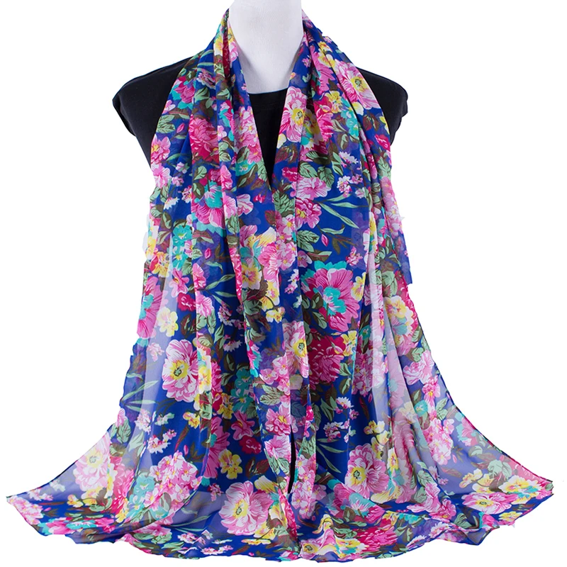 Женский шифоновый шарф легкий мягкий пляжный с цветочным принтом Маленькая шаль