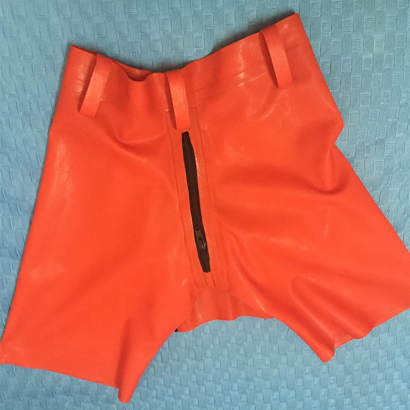 

0.4MM Thickness Latex Codpiece Short Pants Sexy Latex rubber Tight Breeches Back zipped