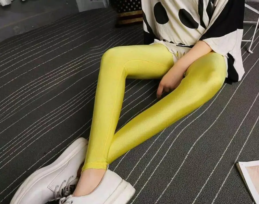 K036 Yellow YSDNCHI, леггинсы для фитнеса, эластичные,, средняя талия, летние, тренировочные, леггинсы, брюки, повседневные леггинсы, молочный шелк, яркие цвета - Цвет: K036 Yellow