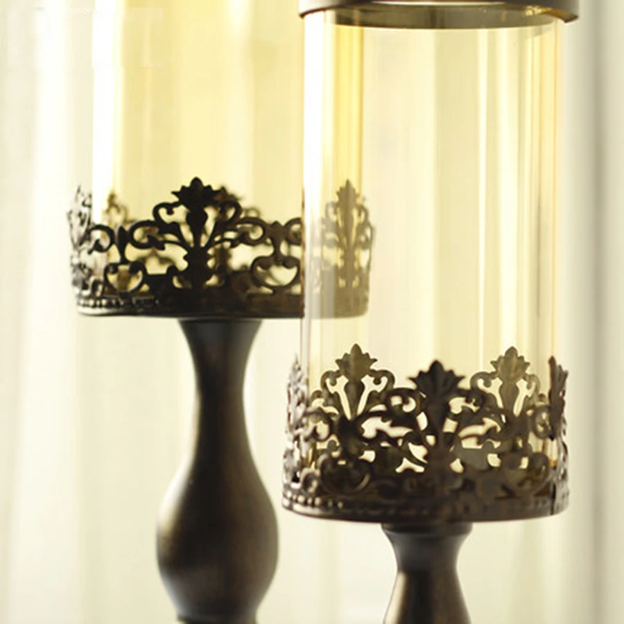 Розовая Свеча фонарь европейский Железный украшение Рождество Tealight люстры